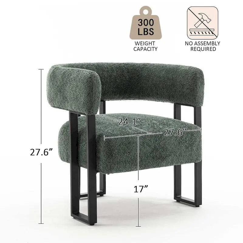 Fauteuil d'appoint individuel en velours Teddy Rembourré, fauteuil moderne d'angle rembourré en bouclette pour salon et chambre