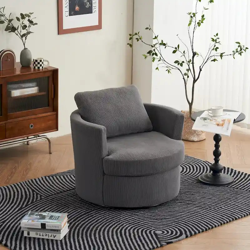 Fauteuil pivotant en velours côtelé moderne, lot de 1