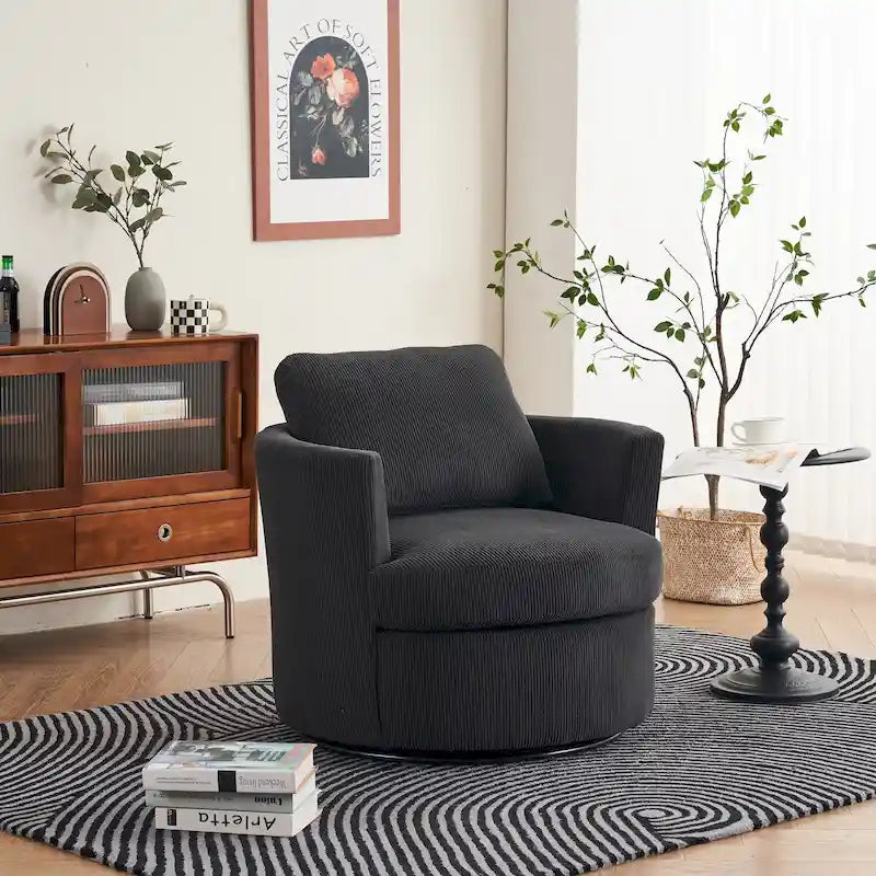 Fauteuil pivotant en velours côtelé moderne, lot de 1