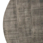 Table basse ronde de 36 pouces, forme tambour artisanale, bois de manguier avec finition gris olive