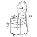 Chaise de salle à manger moderne en acrylique Phoenix, chaise de fête transparente empilable, chaise en acrylique cristallin pour événements et mariages