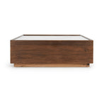 Table basse carrée avec plateau en verre trempé – Marron